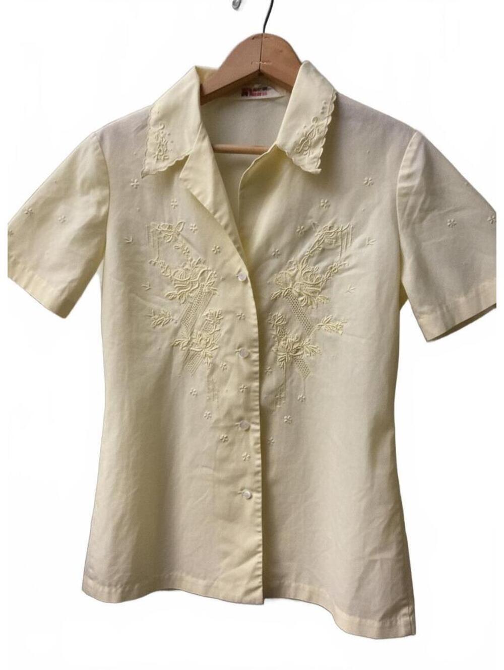 Daffodil Hand Embroidered Yellow Button-Up Blouse Size 34